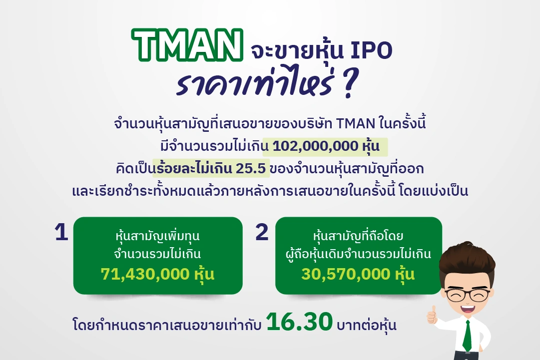 TMAN ขายหุ้น IPO 2024 2567 ราคา ตลาดหุ้น